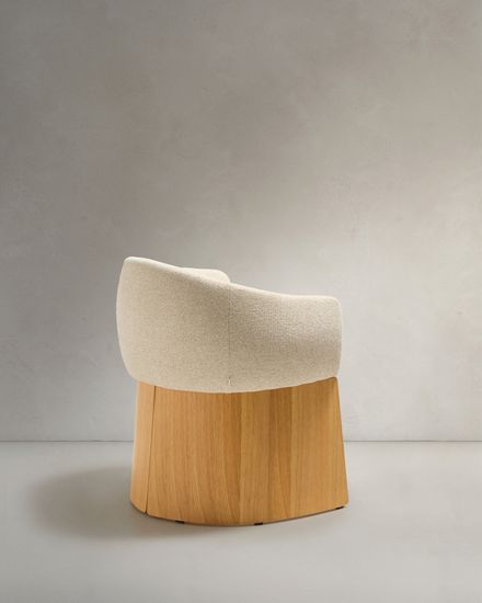 Стул Bosca из бежевого шенилла и дубового шпона