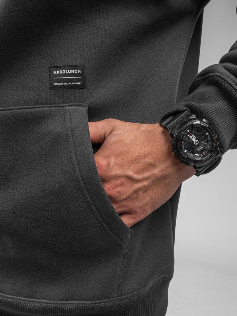 Худи Hardlunch Basic с начесом темно-серый