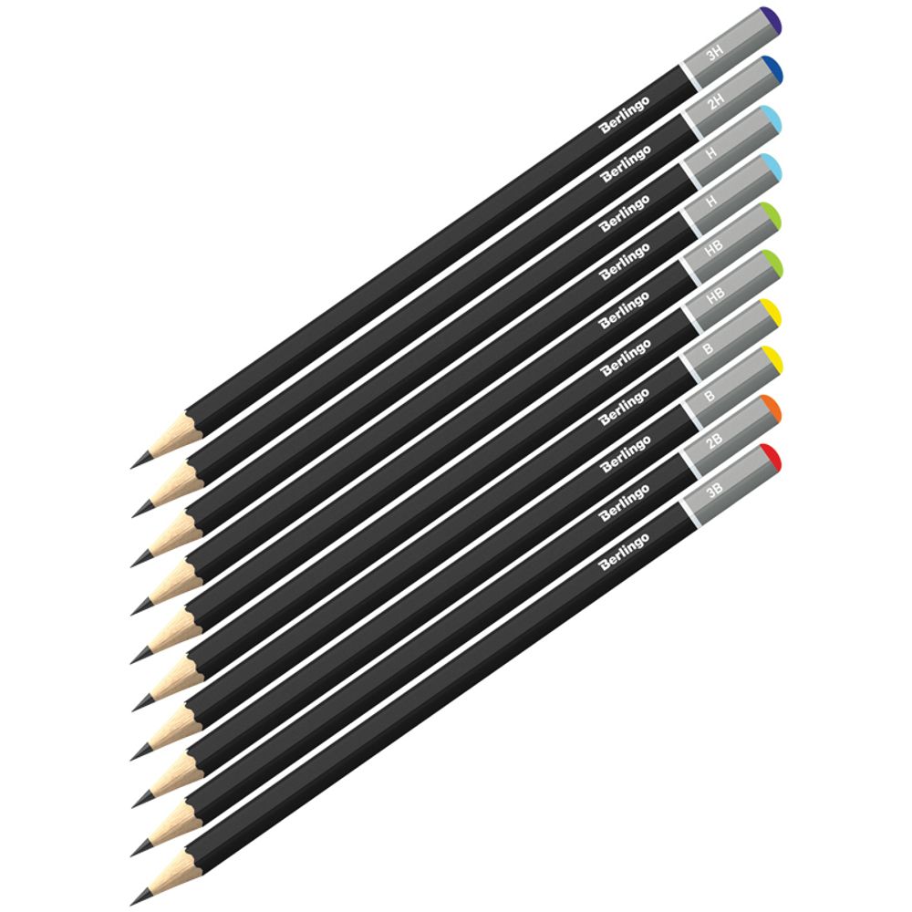 Набор карандашей чернографитных 10шт. 3Н-3В, Berlingo, картон.уп.
