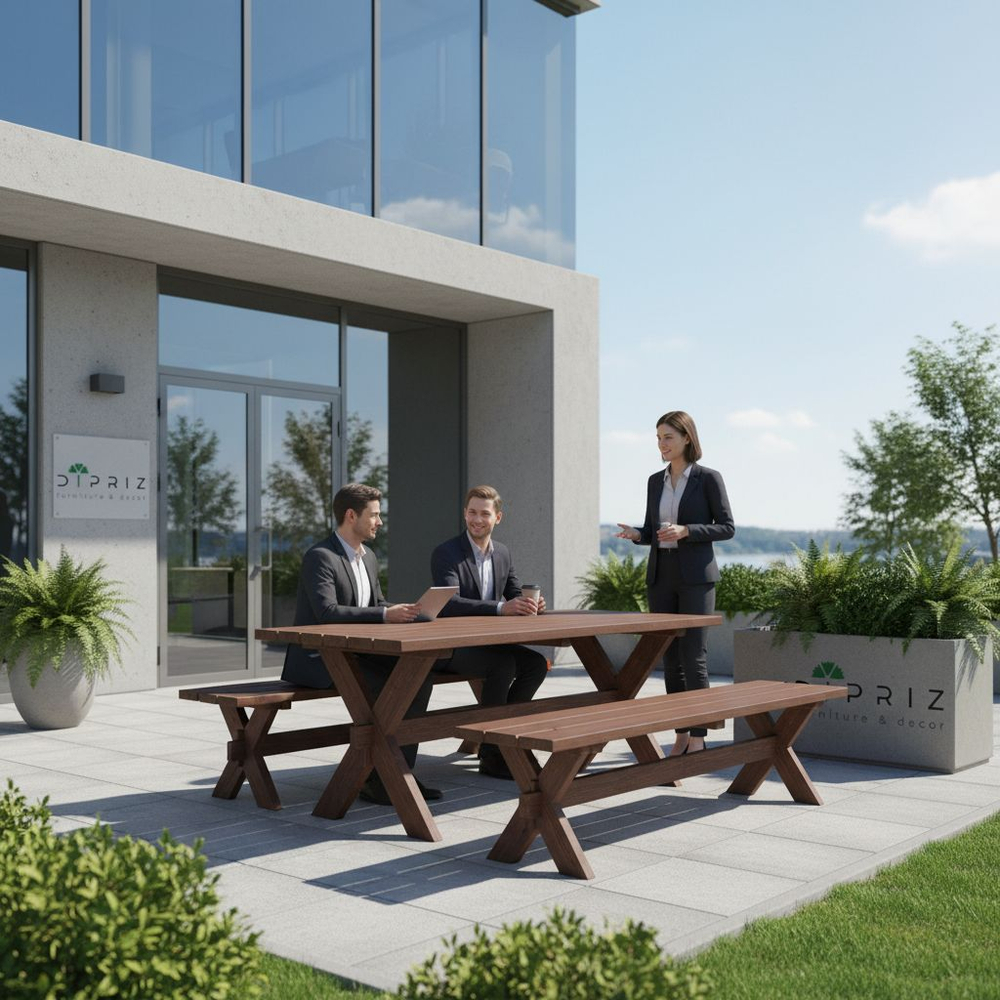 Стол обеденный, 210х103х73, Осло, садовый стол, из массива дерева, венге, Dipriz