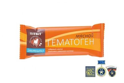 Лакомство для собак Titbit Гематоген мясной Immuno, батончик 35г (Уценка)