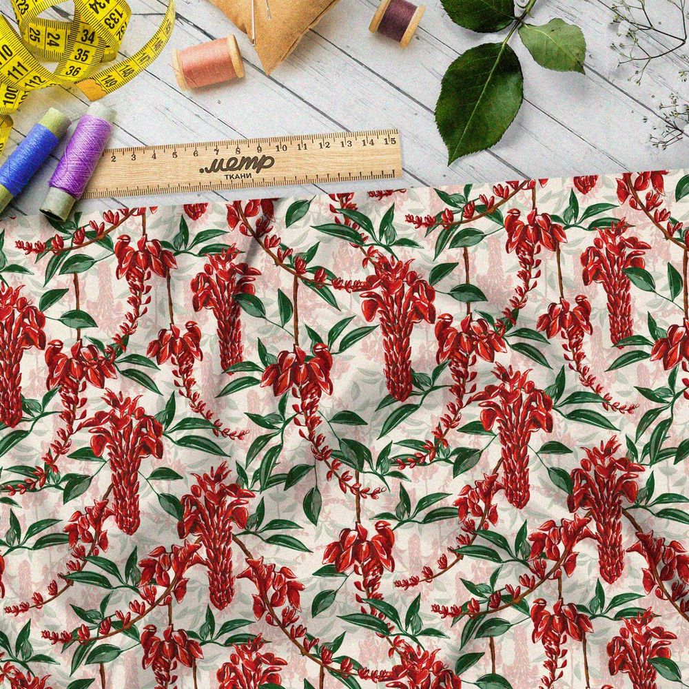 Ткань мембрана красные горсти цветов