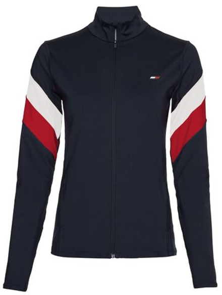 Женская теннисная куртка Tommy Hilfiger Slim Full Zip Top LS - desert sky/primary red