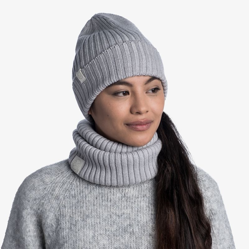 Вязаная шерстяная шапка Buff Hat Wool Knitted Norval Light Grey Фото 3