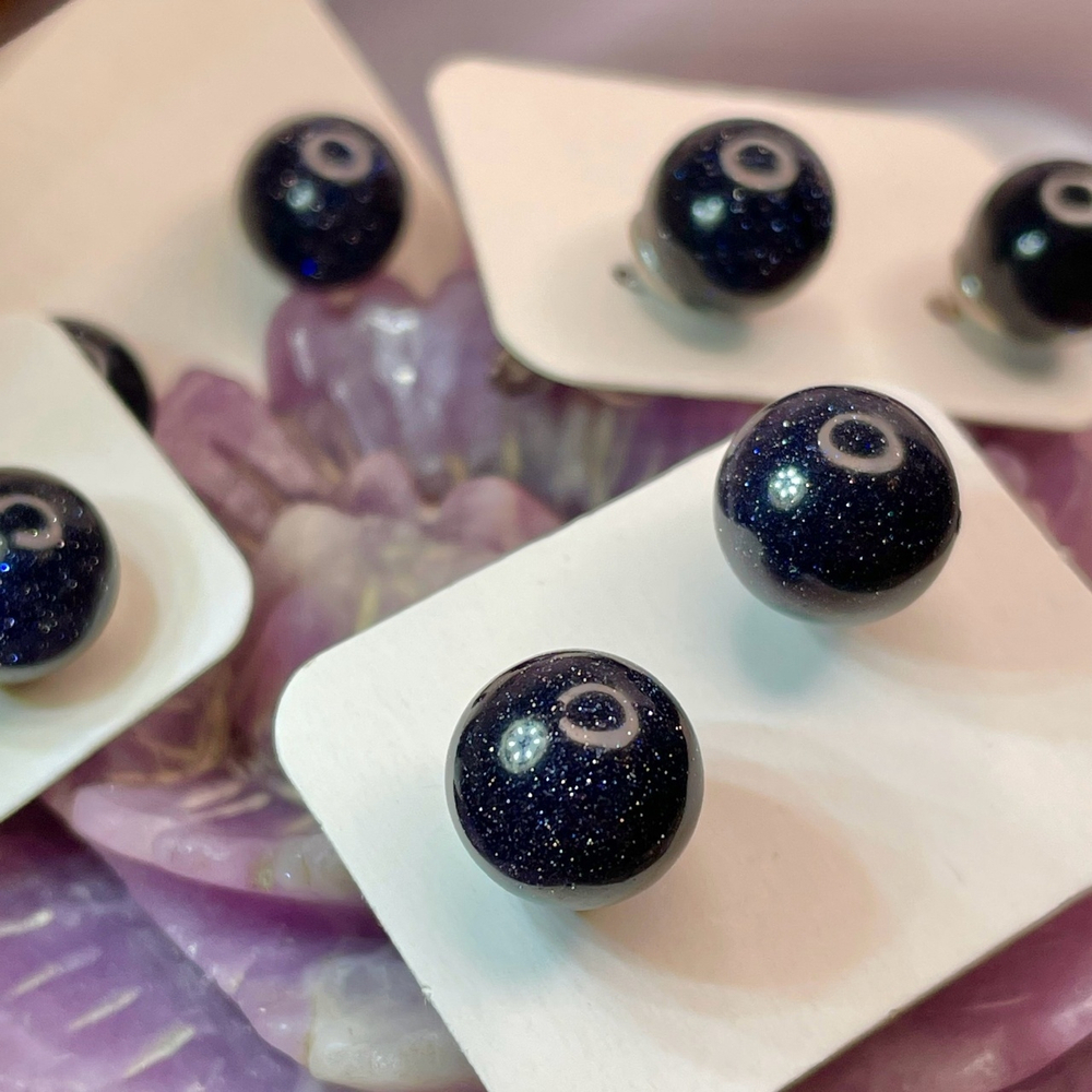 37774 Авантюрин синий имитация Пусеты серьги