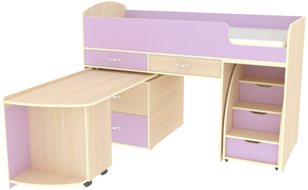 Кровать-чердак КарИВи Малыш 6  Дуб Молочный Ирис