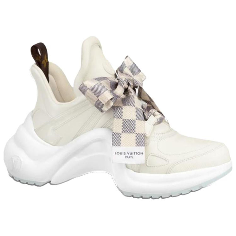 LOUIS VUITTON Archlight 1.0 Sneakers "Cream White With Plaid Ribbon" Women"s