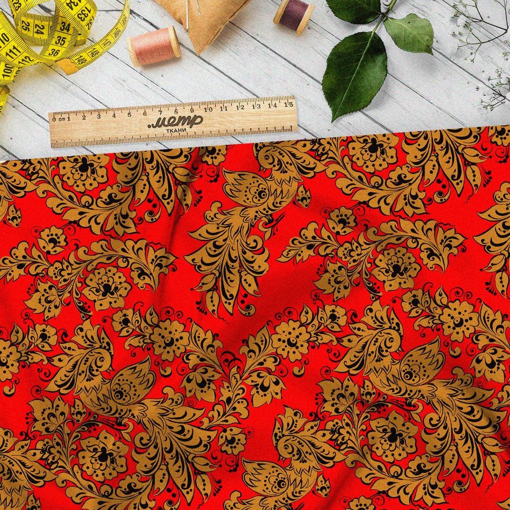 Ткань барби народная роспись хохлома