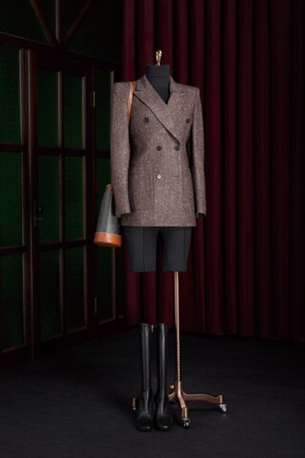 Двубортный коричневый жакет из плотной шерсти