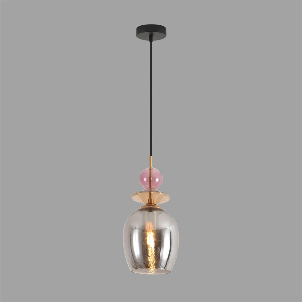 8297/1A MODERNI LN26 368 бронза/смоки/амбер/розовый, металл/стекло Подвес E27 1*40W 220V IRIME