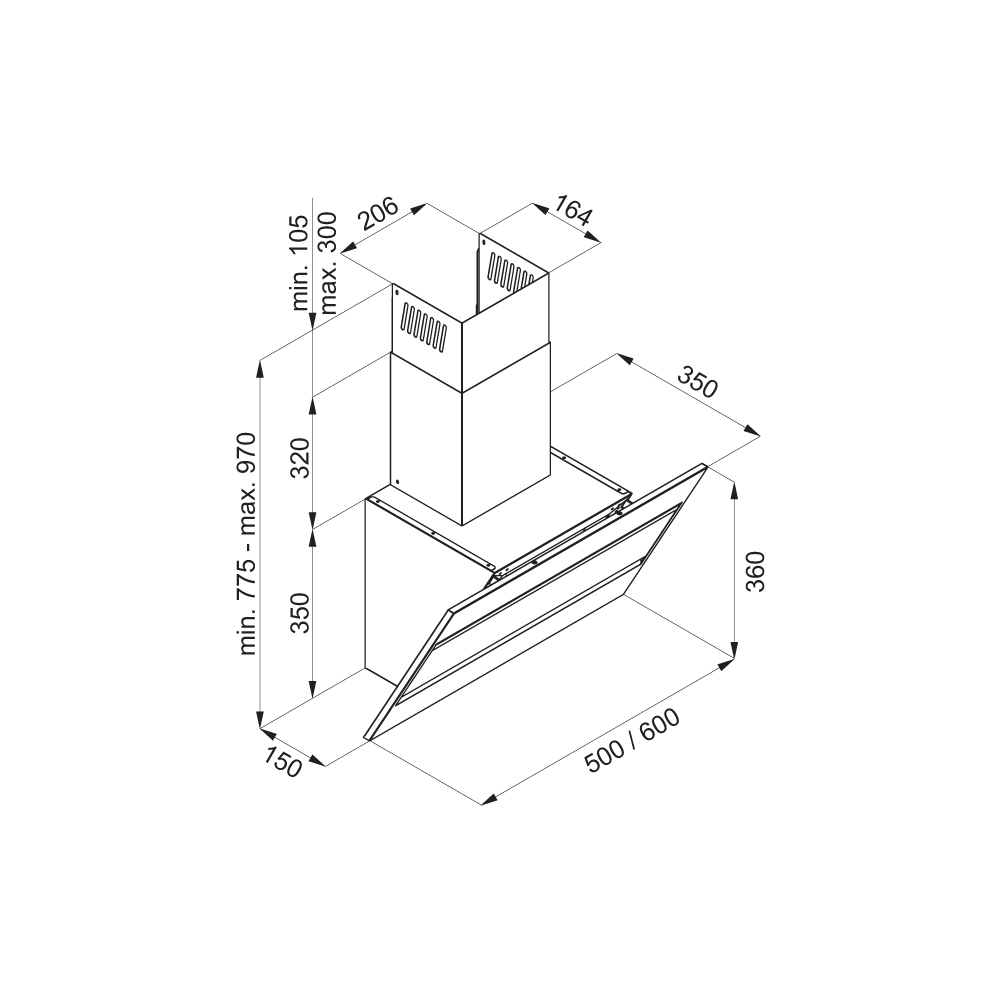 Кухонная вытяжка MAUNFELD Bridge Line 60 черный\вставка сатин фото 15