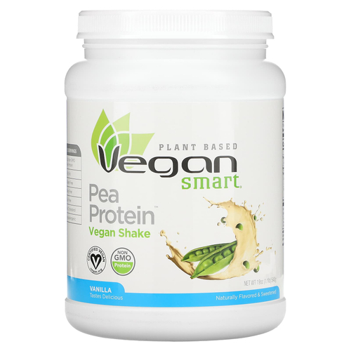 VeganSmart, Pea Protein, веганский шейк, ваниль, 540 г