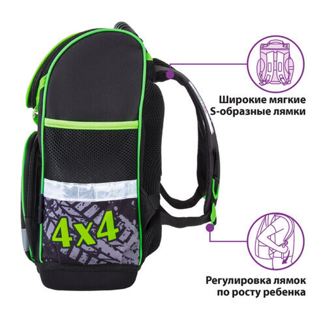 Ранец ЮНЛАНДИЯ WISE для начальной школы, Offroad, 37х29х15 см, 228814