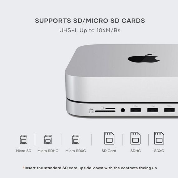 USB-Хаб-подставка Satechi Stand &amp; Hub для Mac Mini/Studio с отсеком для SSD (ST-GMMSHS) серебристый