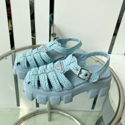 Prada Monolith Crochet Cage Sandals