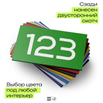 Номер на дверь 123, табличка на дверь для офиса, квартиры, кабинета, аудитории, склада, зеленая 120х70 мм, Айдентика Технолоджи