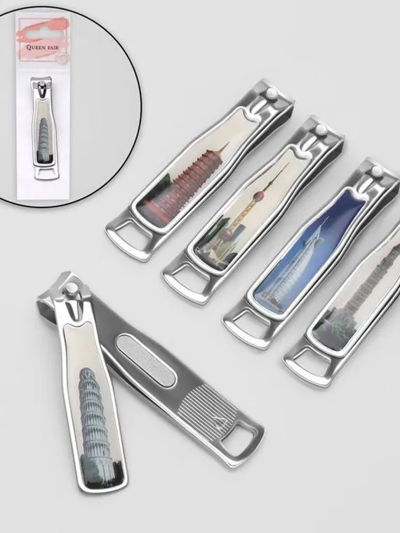 Кусачки-книпсер педикюрные, с пилкой, 7,5 см, рисунок МИКС