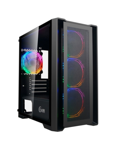 Powercase Alisio Micro X4B, Tempered Glass, 4х 120mm 5-color fan, чёрный, mATX  (CAMIB-L4)