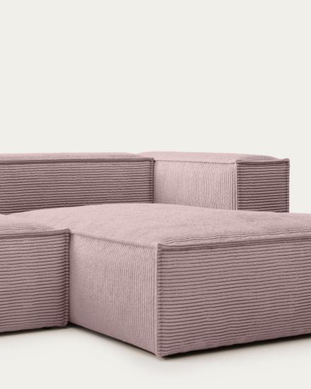 Диван 2х местный Blok правый шезлонг розовый вельвет