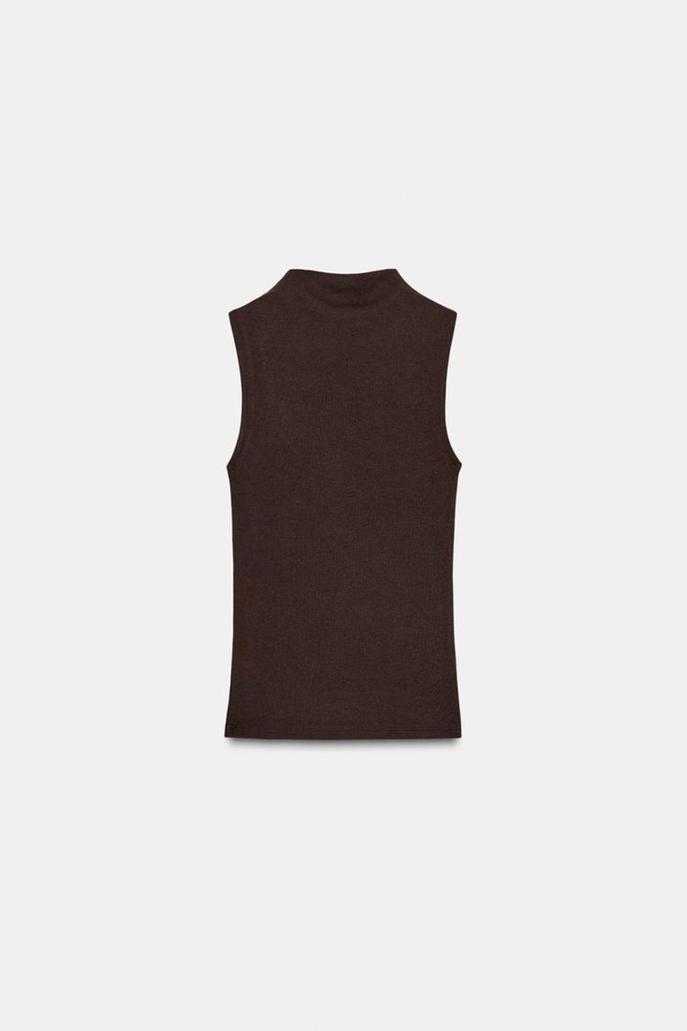 ZARA ТОП ИЗ ХЛОПКА И МОДАЛА, КОРИЧНЕВЫЙ