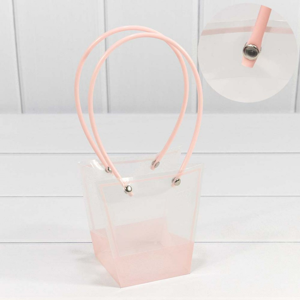 Пакет подарочный 12х12.5х8см Ваза для цветов (Розовый)