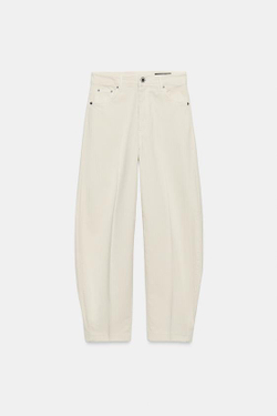 ZARA ЗАУЖЕННЫЕ ДЖИНСЫ С ВЫСОКОЙ ПОСАДКОЙ — ZW COLLECTION, ЦВЕТ СЛИВОЧНОГО МАСЛА