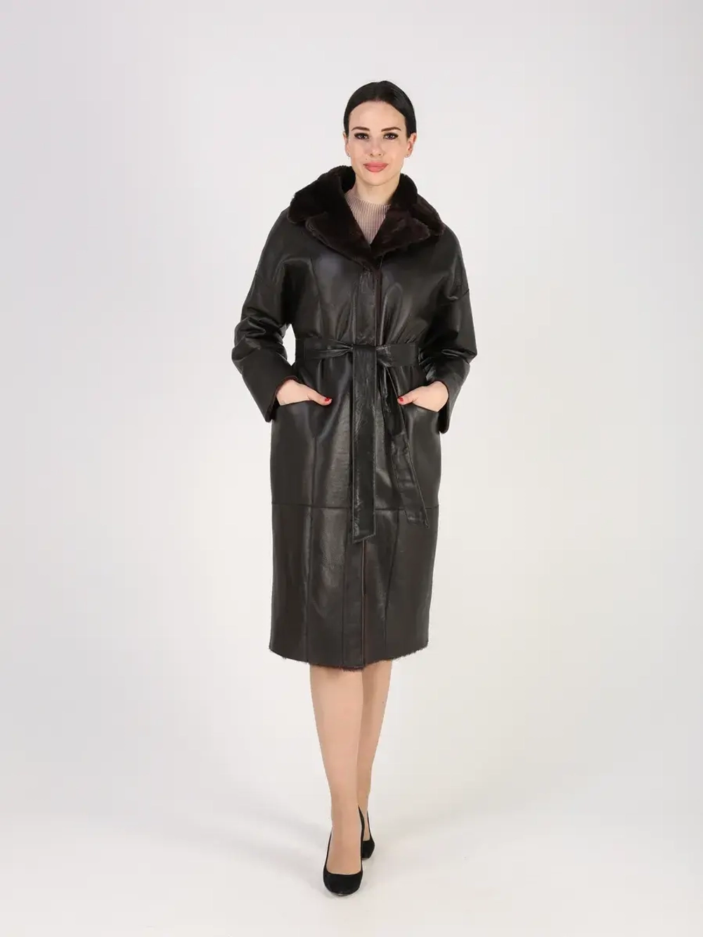 Дубленка зимняя шуба натуральная двухсторонняя оверсайз