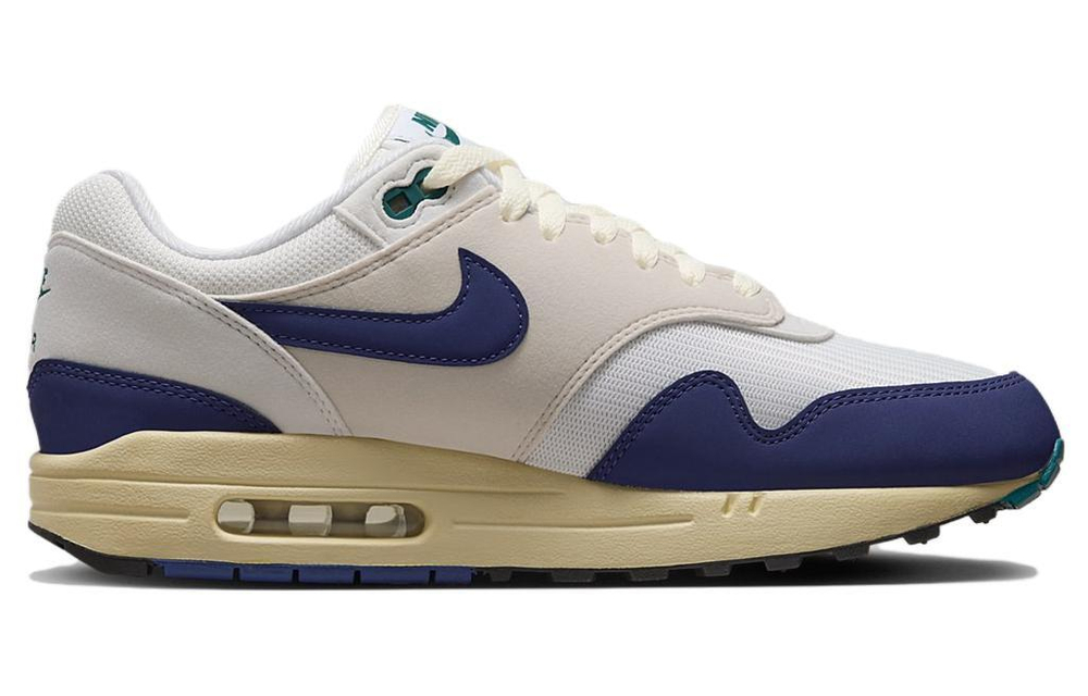 Nike Air Max 1 Premium comfortable and versatile non-slip wear-resistant low-cut casual shoes men's white and blue