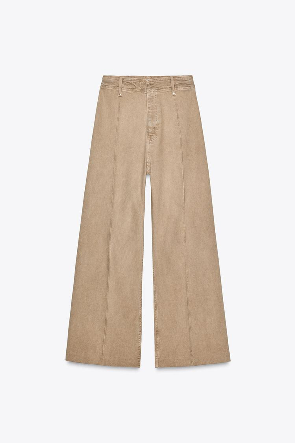 ZARA ДЖИНСЫ WIDE LEG С ВЫСОКОЙ ПОСАДКОЙ — ZW COLLECTION, ПЕСОЧНЫЙ/КОРИЧНЕВЫЙ