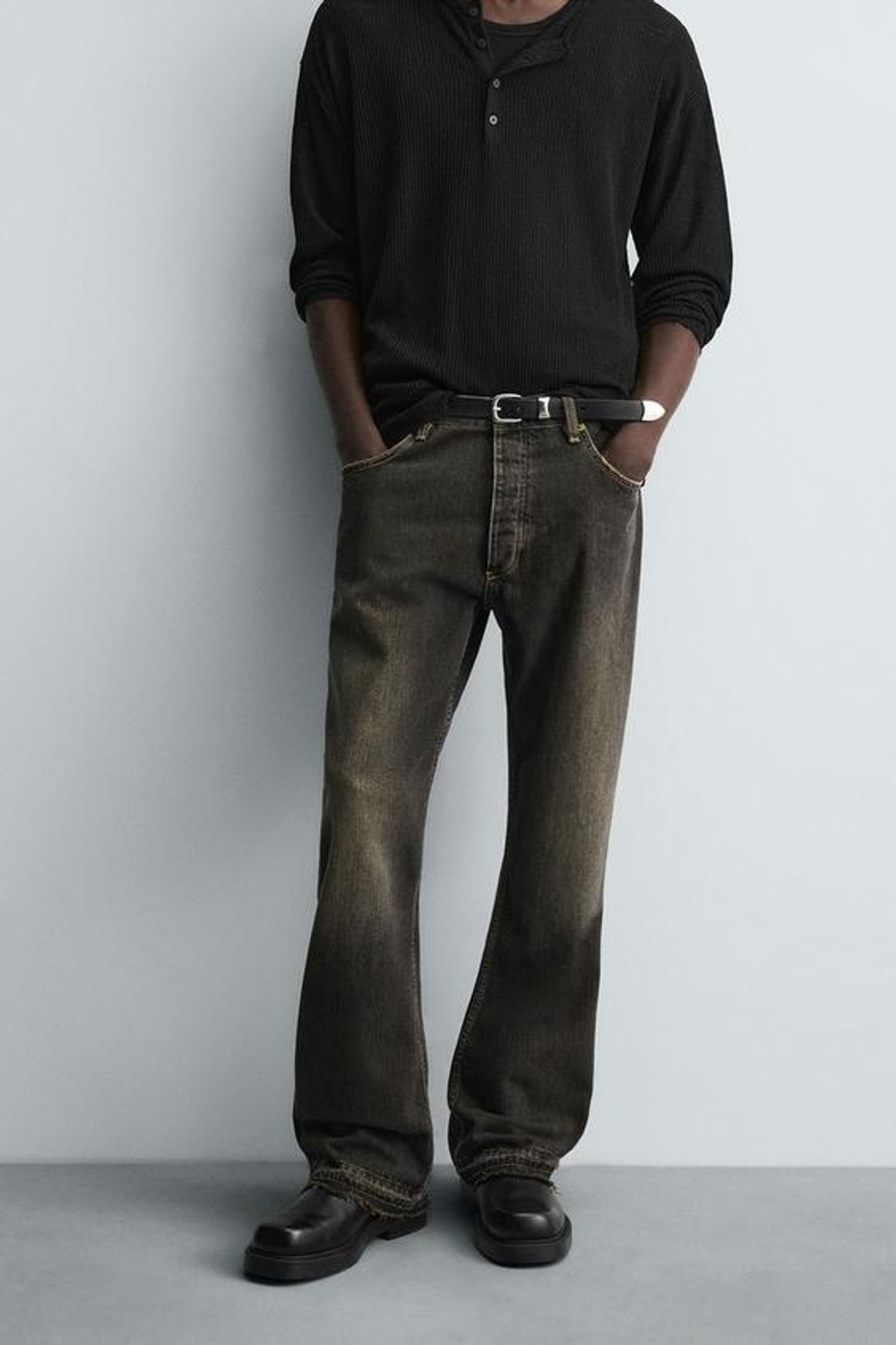 ZARA ДЖИНСЫ RELAXED FLARED FIT, КОРИЧНЕВЫЙ