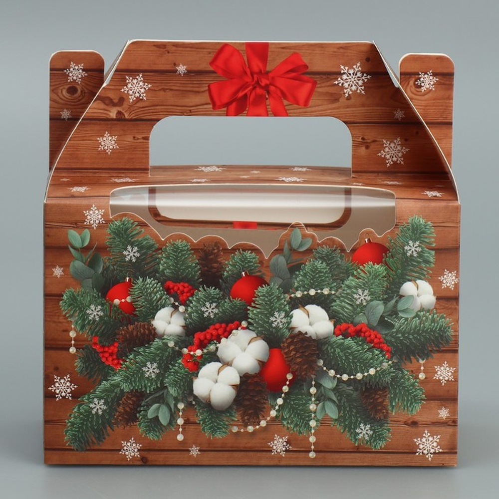 Коробка для 2 капкейков «Новогодних чудес», 16×10×8 см