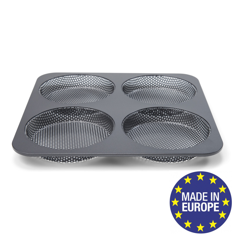 Форма для выпечки гамбургеров перфорированная 4-х секционная Patisse Profi  28х28х2.5 см