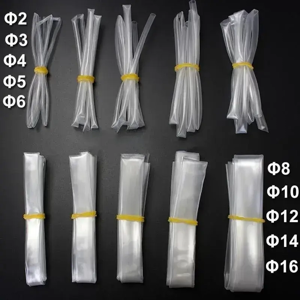 2-кратная термоусадочная трубка, 14 мм,прозрачный, длиной 10 метров