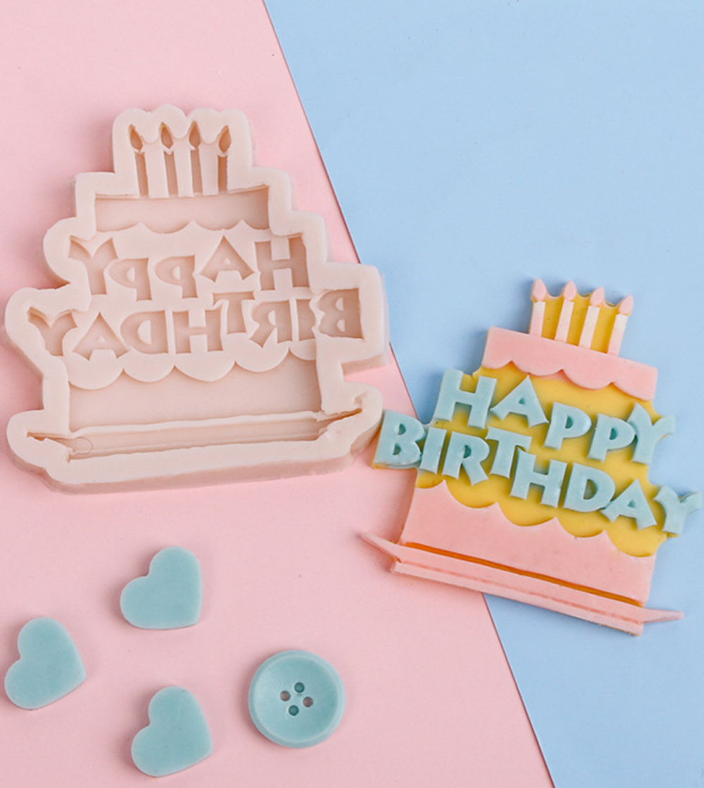 Молд силиконовый «Тортик Happy Birthday»