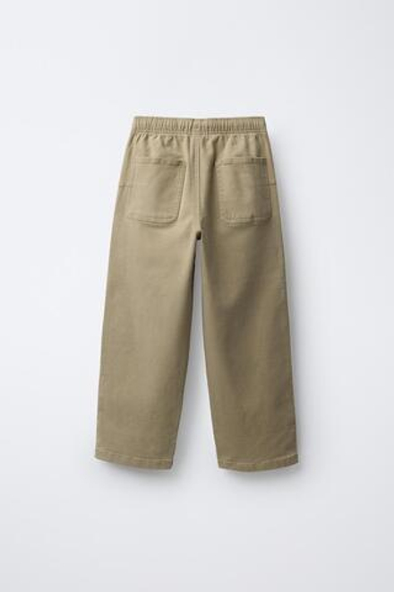 ZARA БРЮКИ STRAIGHT С НАШИВКОЙ, БЕЖЕВЫЙ