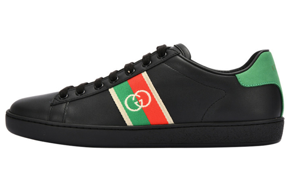 Gucci Wmns Ace Elastic Web "Interlocking G - Black" Women"s