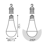 Лампа Gauss Led A60 10W E27 660 lm 4100K с Li-lon аккумулятор.102402200