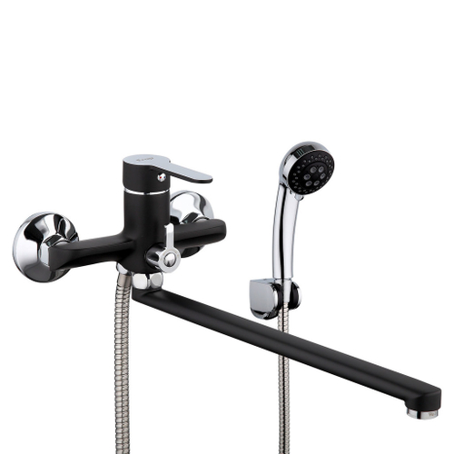 Смеситель для ванны и раковины 35к F2242 FRAP див корп (L-излив, черный/хром, латунь)