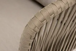 "Мальорка" кресло плетеное из роупа, основание дуб, роуп серо-коричневый 23мм, ткань бежевая 052