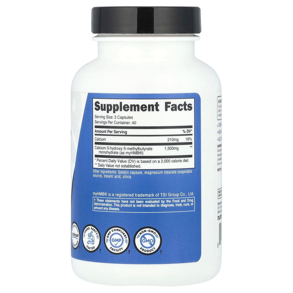 Nutricost, Performance, myHMB®, 120 капсул (500 мг в 1 капсуле)