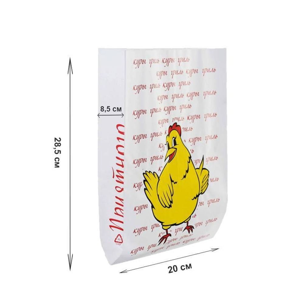 Пакет Куры-гриль 200+85*285 * с рисунком ламинат 1000шт/кор