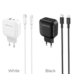 Сетевой адаптер питания BOROFONE BA46A 2USB QC 3.0 и PD+ кабель TypeC-Lighting (белый)