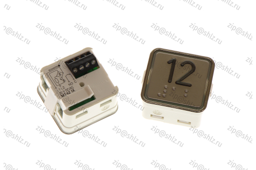 Кнопка (кнопочный модуль) MT42-IXRUS "12 этаж", квадратная, красная подсветка, Брайль