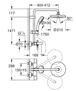 Душевая система Grohe Tempesta Cosmopolitan System 26223001 с термостатом Хром