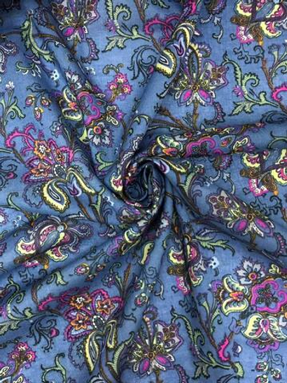 Батист принт, цветы на синем BST2513D06C1