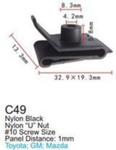 Клипса для крепления внутренней обшивки а/м Тойота пластиковая (100шт/уп.) Forsage клипса C0049(Toyota)