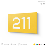 Номер на дверь 211, табличка на дверь для офиса, квартиры, кабинета, аудитории, склада, желтая 120х70 мм, Айдентика Технолоджи