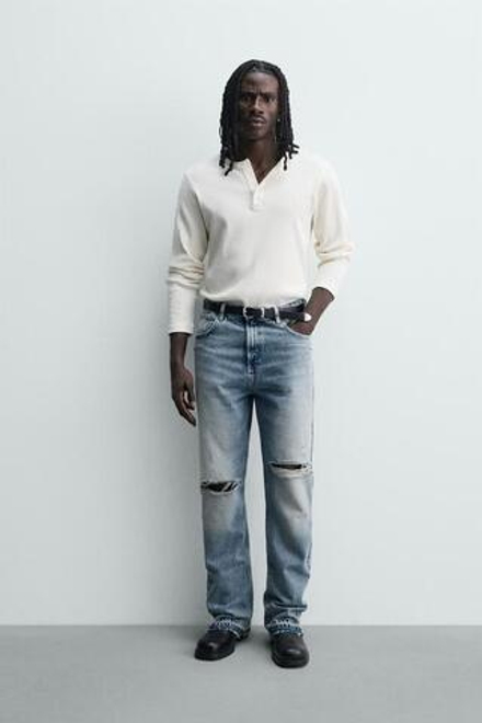 ZARA ДЖИНСЫ FLARE FIT С РАЗРЕЗАМИ, ВЫЦВЕТШИЙ СИНИЙ