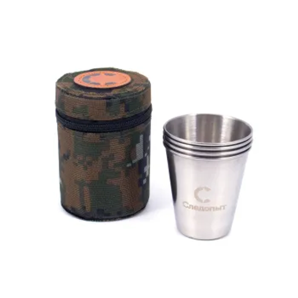 Рюмка стопка Следопыт 60 мл. в тубе из oxford camo pixel, рюмки без оплетки, 4 шт. PF-CWS-P31SET