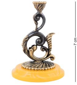 Народные промыслы AM-1584/1 Подсвечник «Ажурный» (латунь, янтарь)